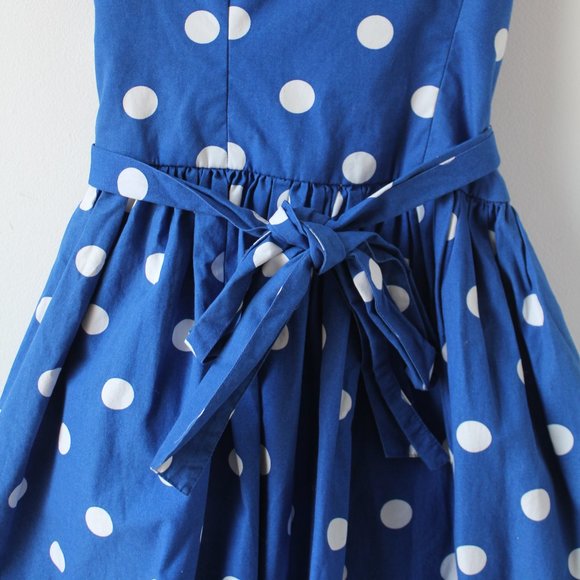 Blue bustier dress with white polka dots - Picture 4 of 7